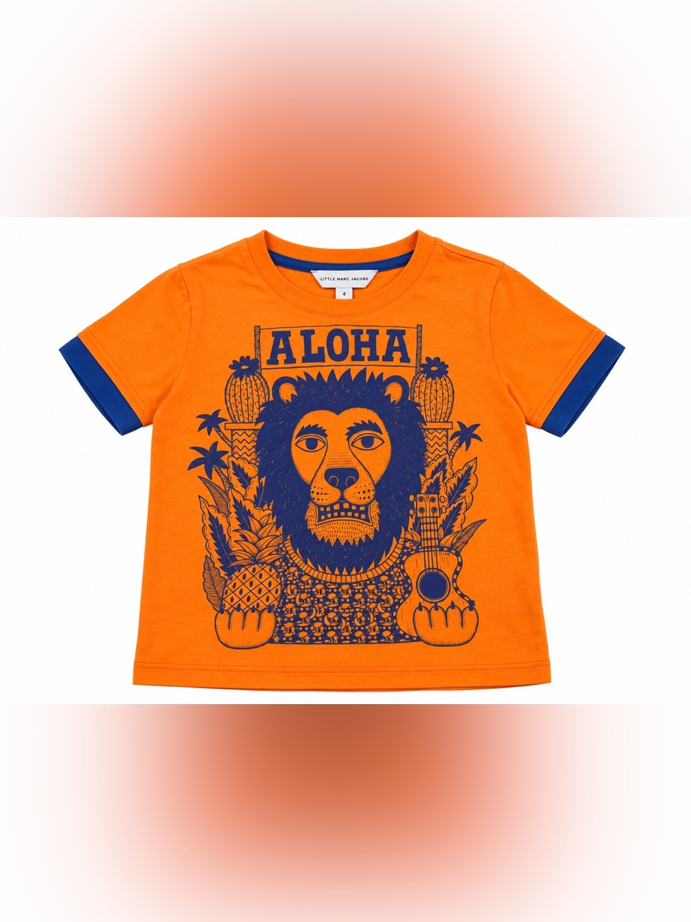 Little Marc Jacobs Orange Tee with Navy 'ALOHA' Lion Graphic